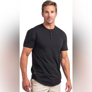 BYLT Premium Basics Men’s Black Drop Cut Lux Henley Short Sleeve | Size M